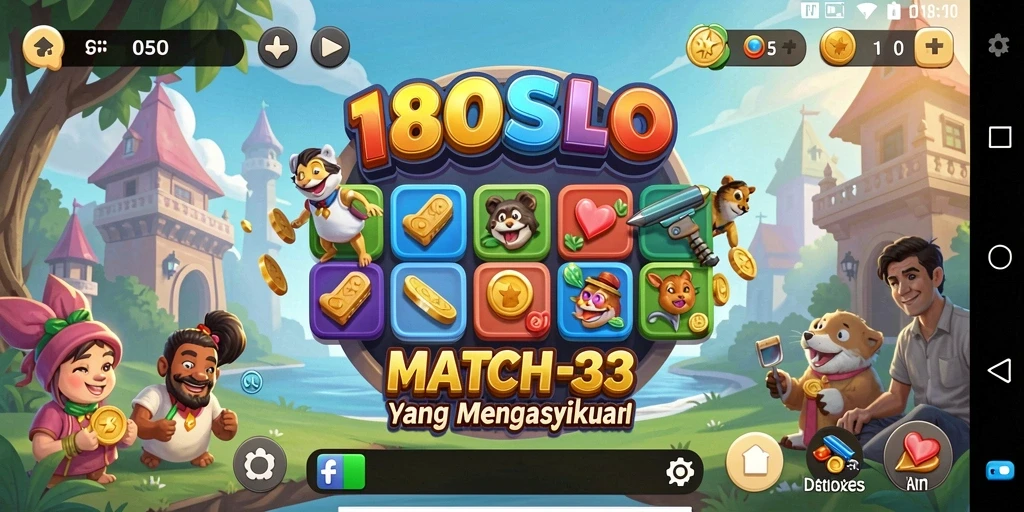Tampilan gameplay seru di 180SLOT permainan Match-3.