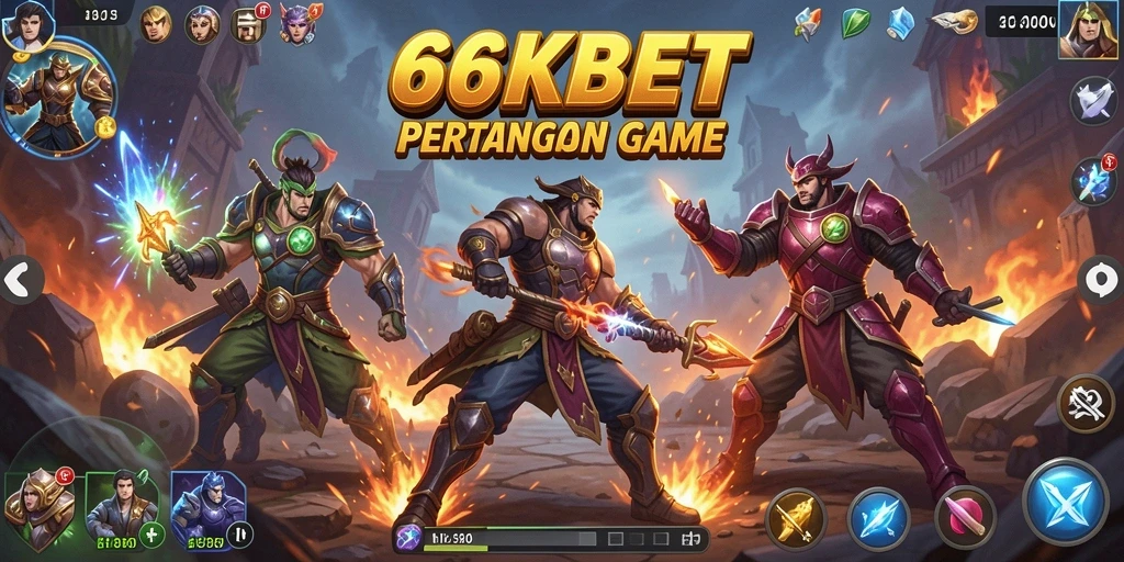 Screenshot gameplay 66KBET yang menunjukkan aksi pertarungan intens.
