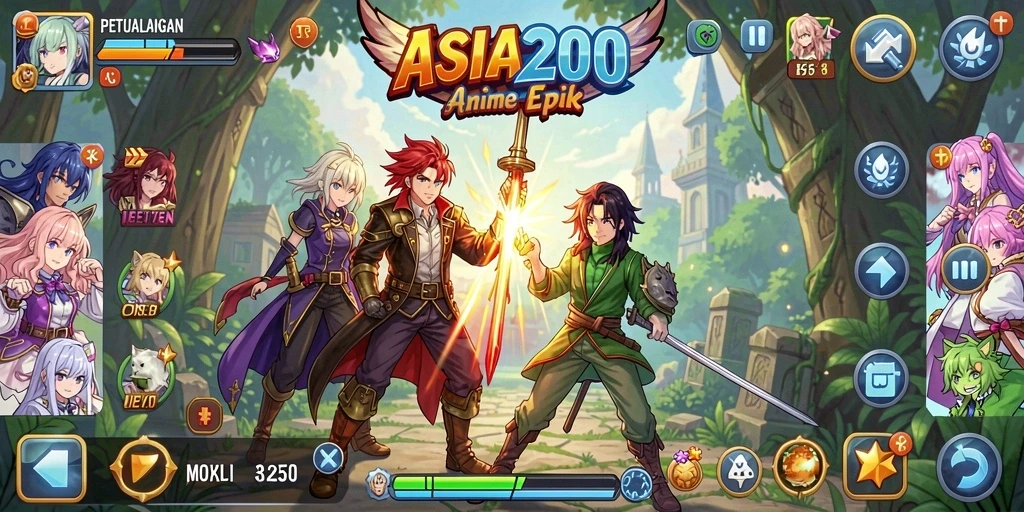 Gameplay ASIA200 yang seru dan penuh aksi anime.