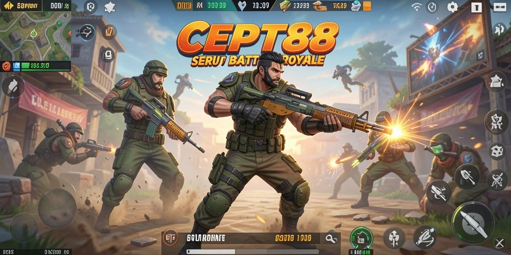 Tampilan gameplay seru dalam pertarungan Battle Royale di CEPAT88.