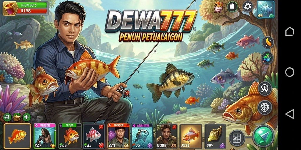 Screenshot gameplay DEWA777 menampilkan aksi memancing yang seru.