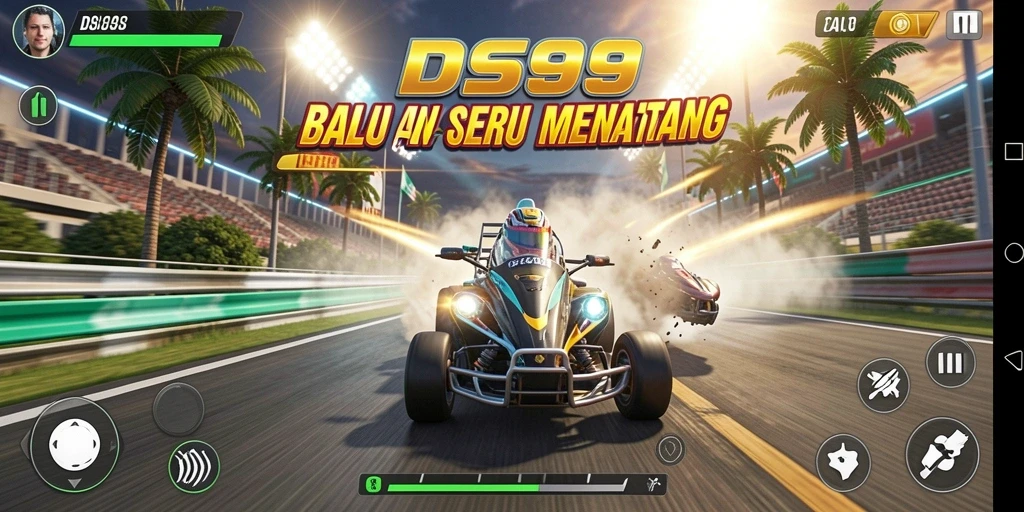 Gameplay mendebarkan dalam balapan DS99 dengan grafis yang memukau.