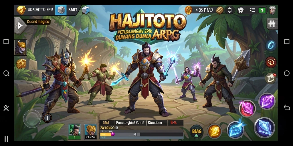 Gameplay epik HAJITOTO saat bertarung dengan musuh yang menantang.