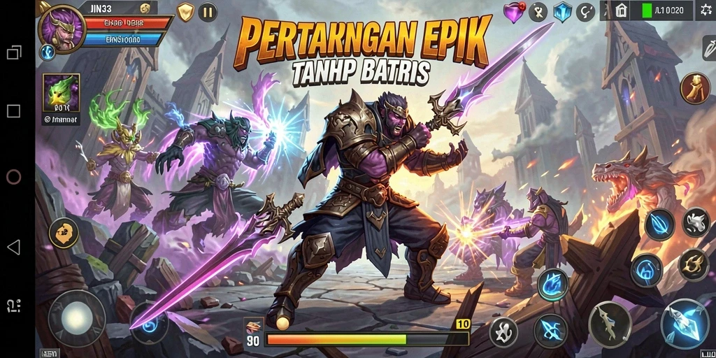 Tampilan gameplay JIN33 yang menunjukkan pertarungan seru antar karakter.