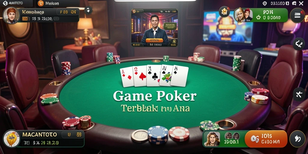 Screenshot gameplay <strong>MACANTOTO</strong> yang menampilkan suasana Poker yang mendebarkan.
