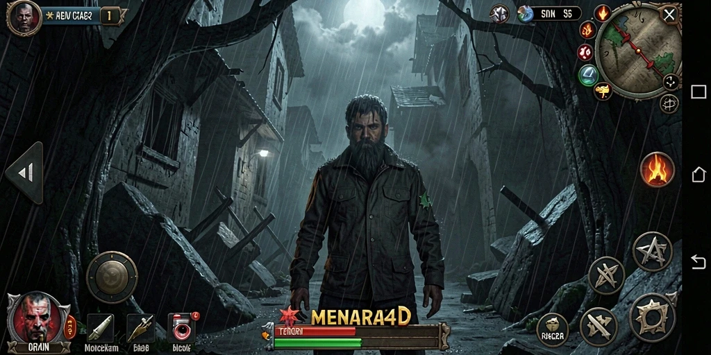 Screenshot permainan MENARA4D dengan atmosfer Horror yang mencekam.