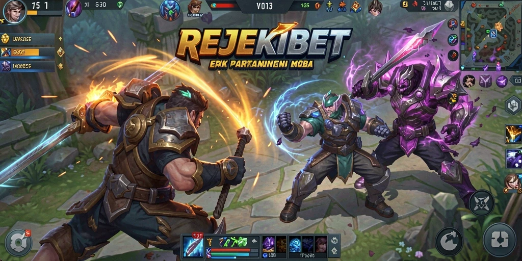 Tangkapan layar menampilkan aksi seru dalam game MOBA REJEKIBET.