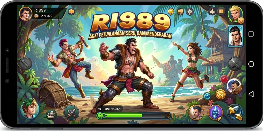 Screenshot utama RI889 menampilkan aksi seru dalam pertempuran.