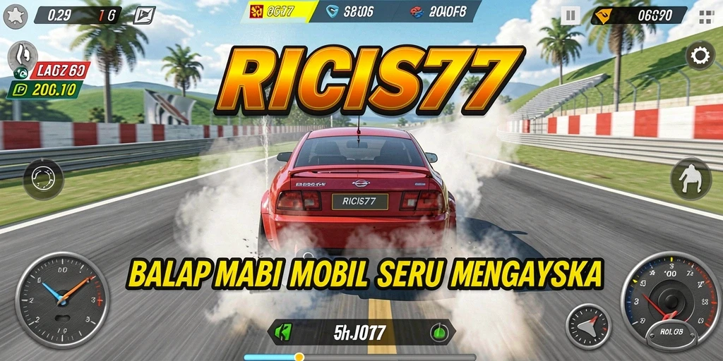 Gameplay RICIS77 yang seru dan mendebarkan dalam balapan mobil.