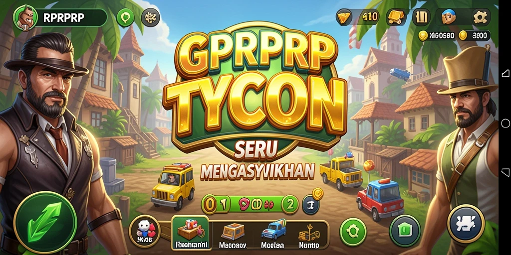 Screenshot gameplay RPRPRP menampilkan momen seru dalam membangun bisnis Tycoon.