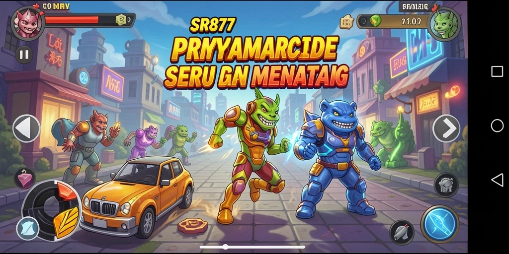 Tampilan gameplay menampilkan aksi seru dalam game Arcade SR877.