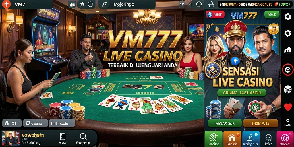 Tangkapan layar VM777 menunjukkan aksi Live Casino yang menegangkan dan menyenangkan.