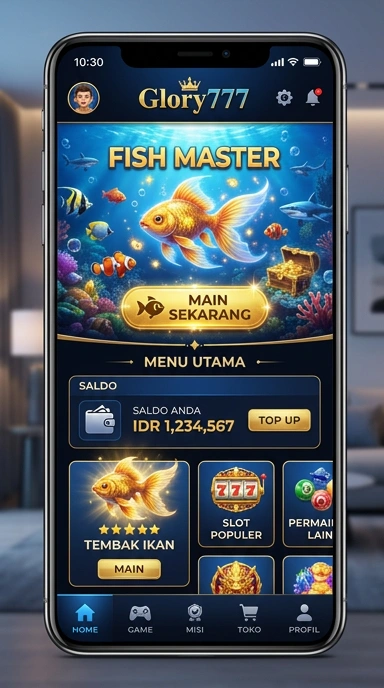 Tampilan antarmuka aplikasi glory777 yang menarik dan user-friendly.